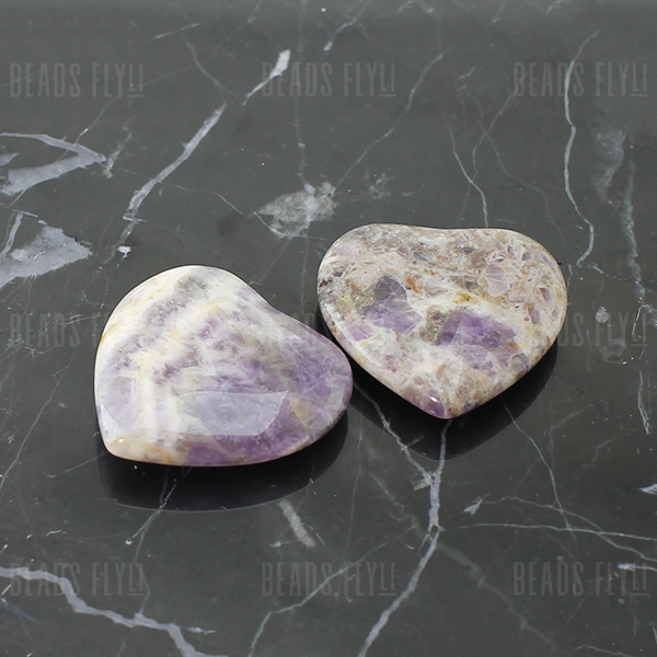 (PNSP1.2) Pedra Semi-Preciosa Ametista, Coração, 30x29mm, 1 unidade
