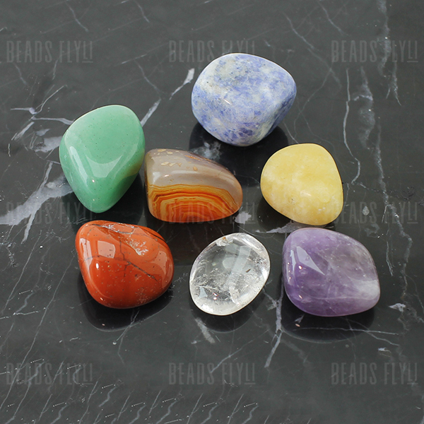 (MIX67) Mix Pedras Semi Preciosas Naturais, "7 CHAKRAS", 7 unidades